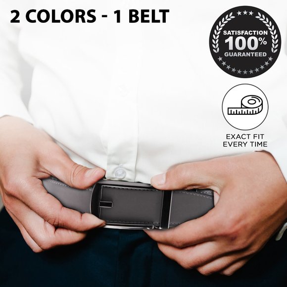 Reversible Ratchet Belts For Men-Genuine Leather-One Size-2 Colors, 1 Belt (1PK) - Picture 14 of 16